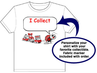 Personalize your shirt with your favorite collectible. Fabric maker included with your order.